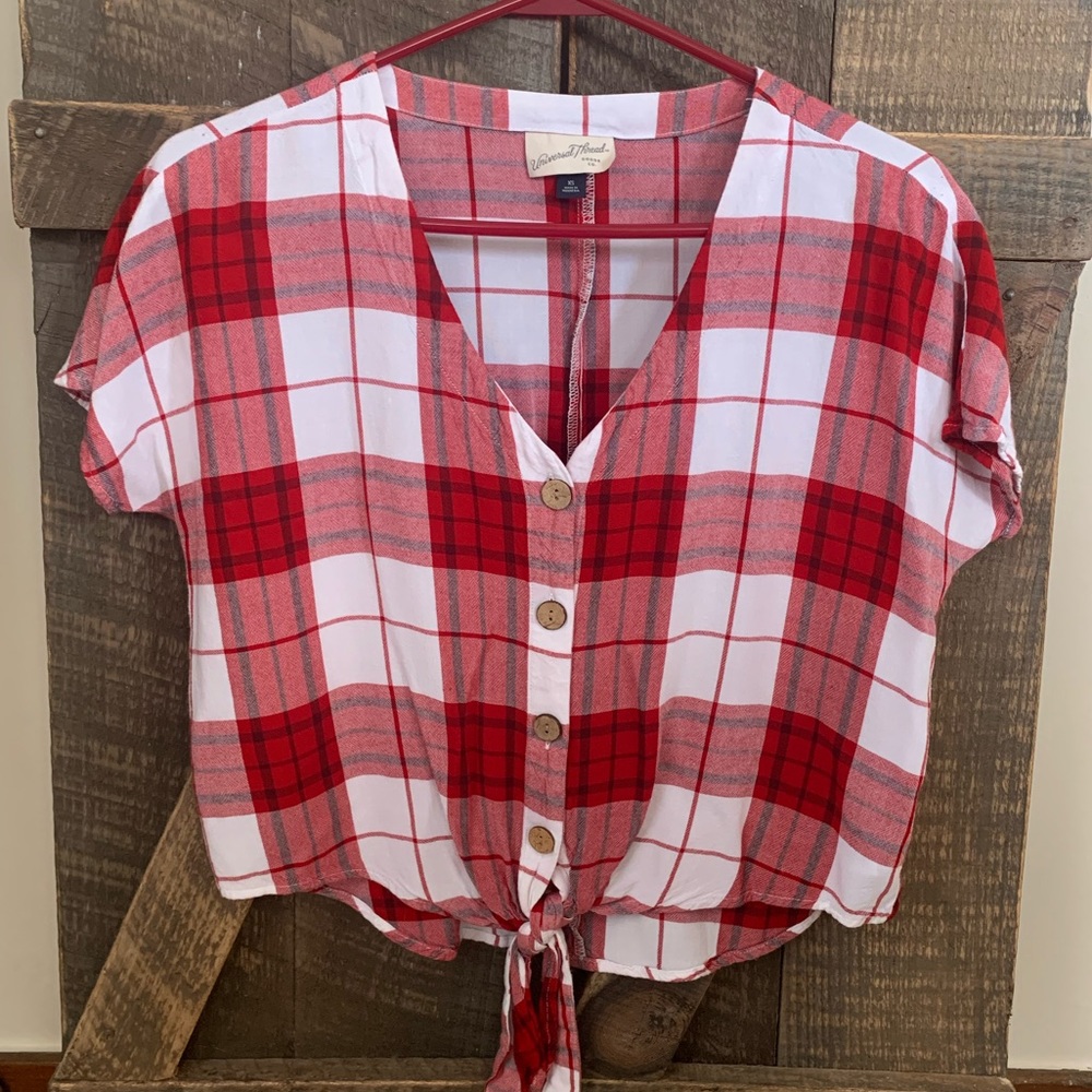 Flannel tie crop top